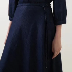 Hot High-Rise Fringed Denim Flared Skirt Women Skirts