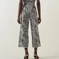 Hot High-Rise Snake Cropped Jeans Women Denim