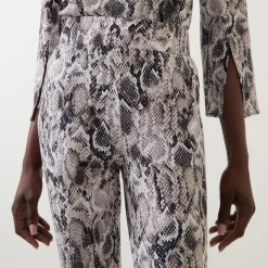 Sale High-Rise Snake Slim Leg Trousers Women Trousers & Shorts