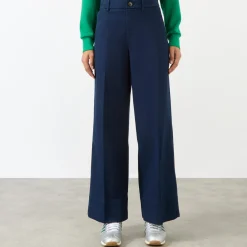 Clearance High-Rise Wide Leg Twill Trousers Women Trousers & Shorts