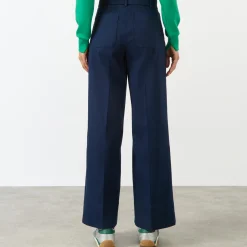 Clearance High-Rise Wide Leg Twill Trousers Women Trousers & Shorts