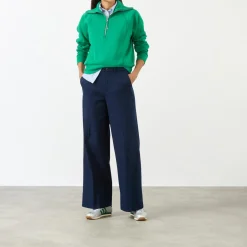 Clearance High-Rise Wide Leg Twill Trousers Women Trousers & Shorts