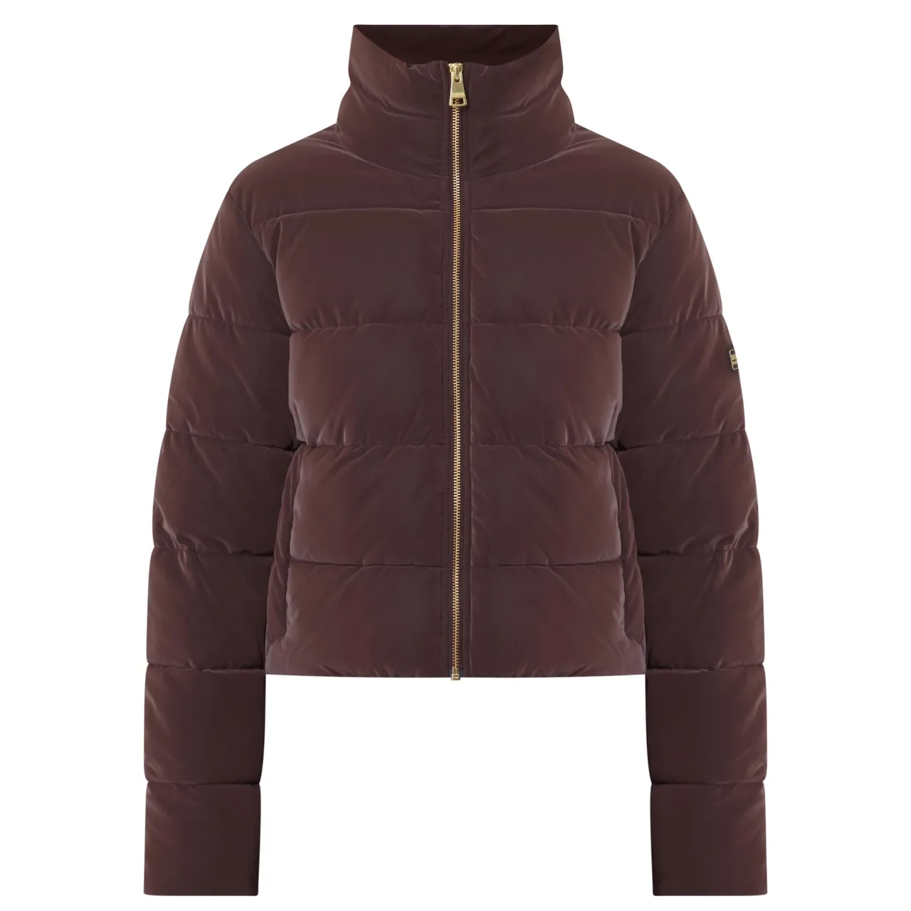 New Hudson Logo Padded Velvet Jacket Women Coats & Jackets