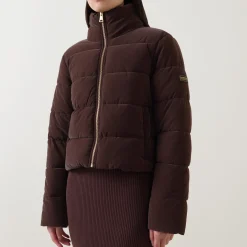 New Hudson Logo Padded Velvet Jacket Women Coats & Jackets