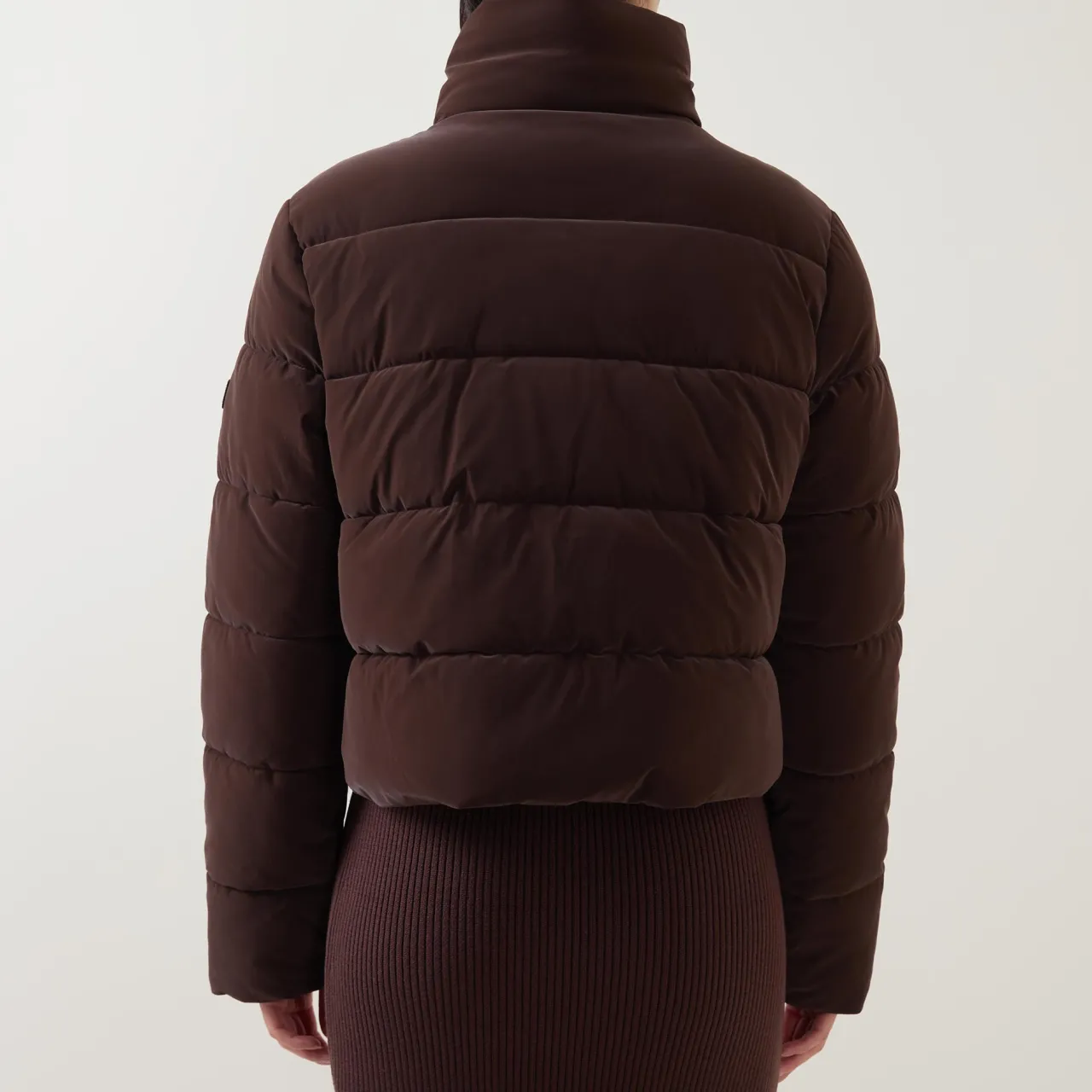New Hudson Logo Padded Velvet Jacket Women Coats & Jackets
