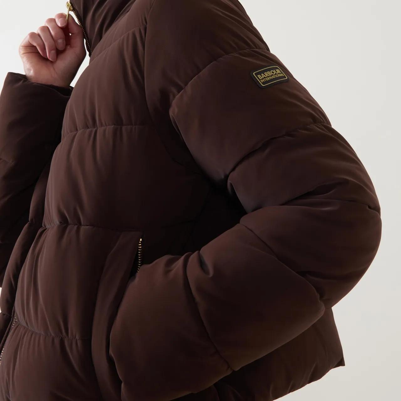 New Hudson Logo Padded Velvet Jacket Women Coats & Jackets