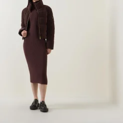 New Hudson Logo Padded Velvet Jacket Women Coats & Jackets