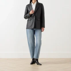 Hot Icone Leather Blazer Women Coats & Jackets
