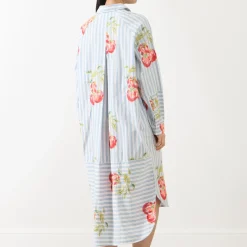 New Ihortland Stripe Embroidered Shirt Dress Women Dresses
