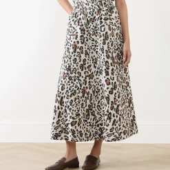 Ingina Leopard Print Flared Skirt Women Skirts