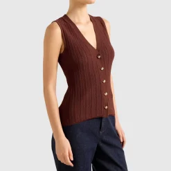 Ivy Pointelle Knitted Waistcoat Women Sweaters & Cardigans