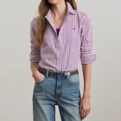 Discount Jamelko Striped Broadcloth Shirt Women Tops