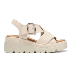 Hot Jasmina Leather Wedge Sandals Women Heels