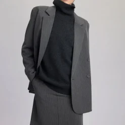 Joelle Double-Breasted Pinstripe Blazer Women Coats & Jackets