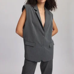 Best Joelle Single-Breasted Pinstripe Waistcoat Women Coats & Jackets