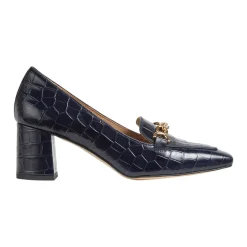 Clearance Johanna Croc-Embossed Block Loafers Women Heels