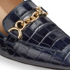 Clearance Johanna Croc-Embossed Block Loafers Women Heels