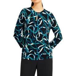 Clearance Julia Printed Keyhole Top Women Tops