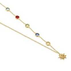 Discount 14K Gold-Plated Stone Charm Necklace Women Necklaces