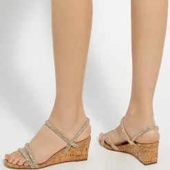 Best Kalia Embellished Cork Wedge Sandals Women Heels
