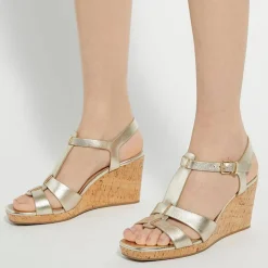 Sale Kastro Leather Cork Wedge Sandals Women Heels