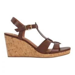 Clearance Kastro Leather Cork Wedge Sandals Women Heels