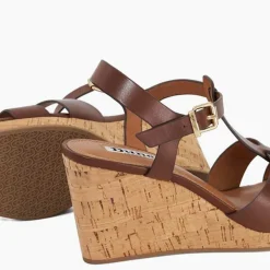 Clearance Kastro Leather Cork Wedge Sandals Women Heels