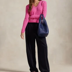 Clearance Kimberly Polo Player Logo Cable Knit Sweater Women Sweaters & Cardigans