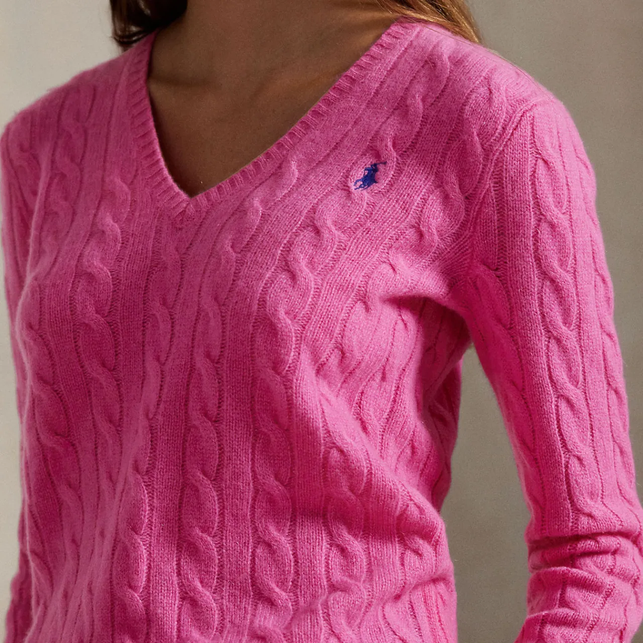 Clearance Kimberly Polo Player Logo Cable Knit Sweater Women Sweaters & Cardigans