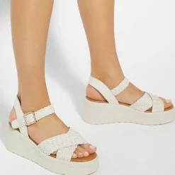 New Kinleys Braided Leather Flatform Sandals Women Heels