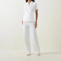Online Knitted Wrap Blouse Women Tops