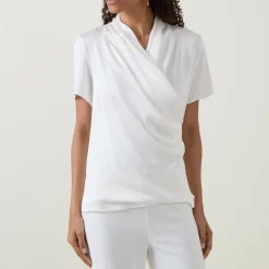 Online Knitted Wrap Blouse Women Tops