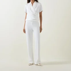 Online Knitted Wrap Blouse Women Tops
