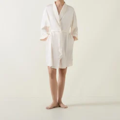 Lace Trim Belted Robe Women Sleepwear