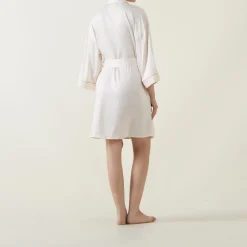 Lace Trim Belted Robe Women Sleepwear