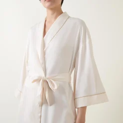 Lace Trim Belted Robe Women Sleepwear