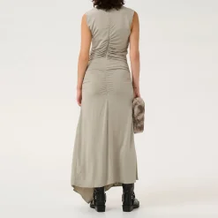 New Laily Asymmetric Ruched Dress Women Dresses