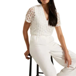 Clearance Lara Printed Semi-Sheer Top Women Tops