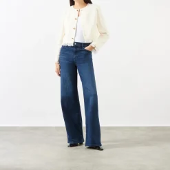 Discount Le Slim Palazzo High-Rise Wide Leg Jeans Women Denim
