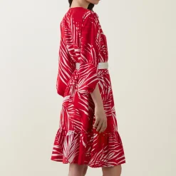 Online Leaf Belted Wrap Dress Women Dresses