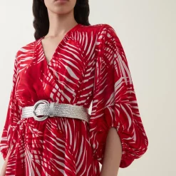 Online Leaf Belted Wrap Dress Women Dresses