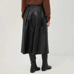 Leather Pleated Skirt Women Skirts