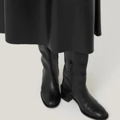 Leather Pleated Skirt Women Skirts