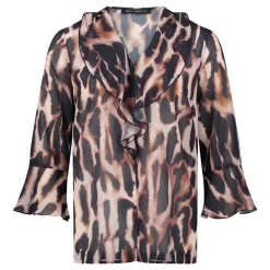 Outlet Leopard Frill Blouse Women Tops
