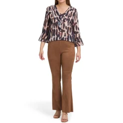 Outlet Leopard Frill Blouse Women Tops