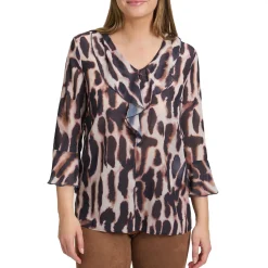 Outlet Leopard Frill Blouse Women Tops