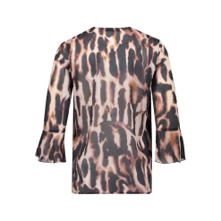 Outlet Leopard Frill Blouse Women Tops