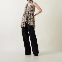 Outlet Leopard Print Scarf Top Women Tops