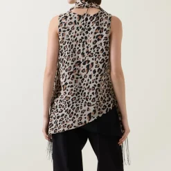 Outlet Leopard Print Scarf Top Women Tops