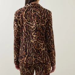 Outlet Leopard Print Single Breasted Blazer Women Coats & Jackets